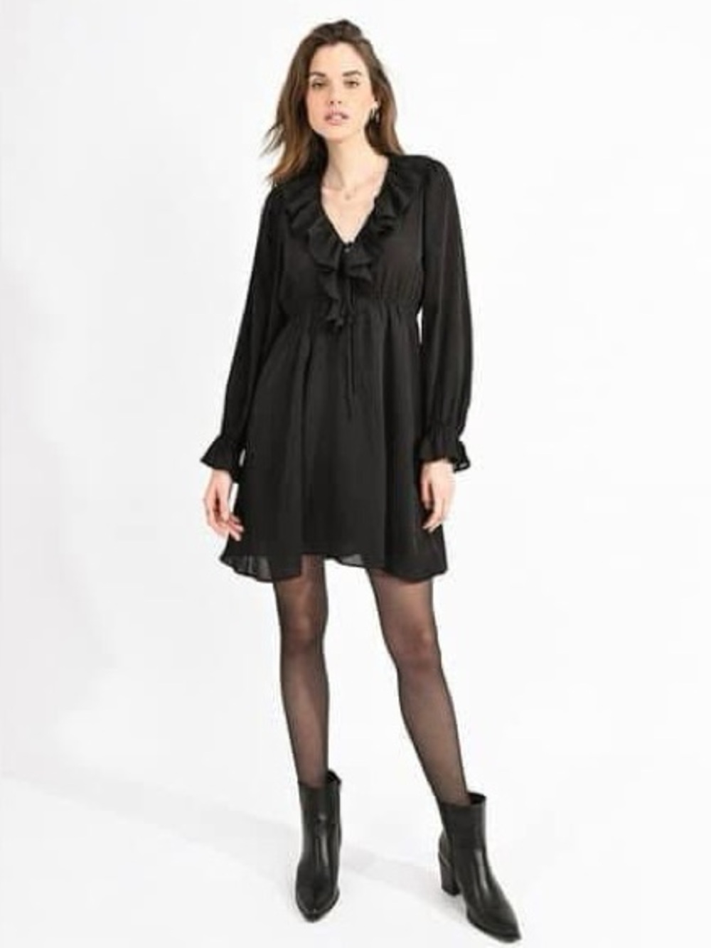 Molly Bracken Marjorie black ruffle dress NWT XS